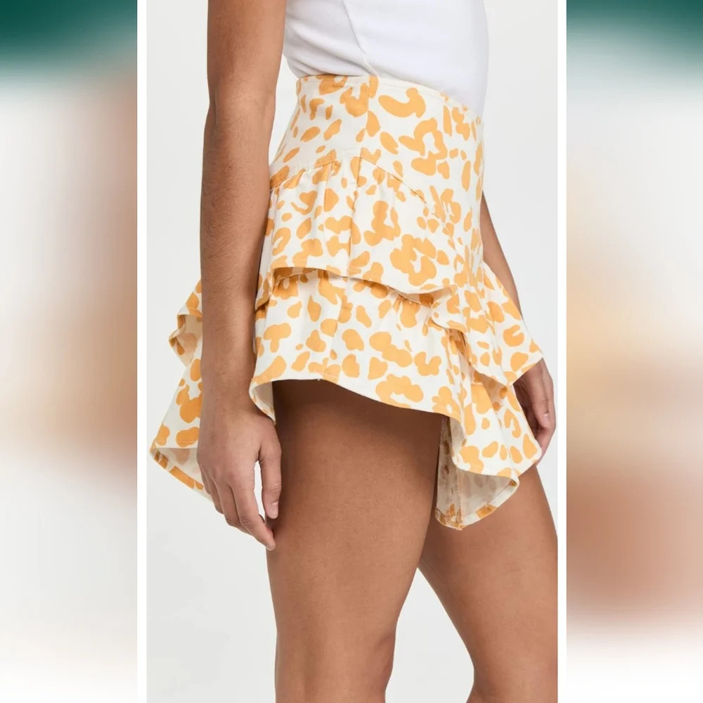 MOTHER, The Ruffle Leopard Mini Skirt, Yellow and White, Size 30 - Picture 4 of 16